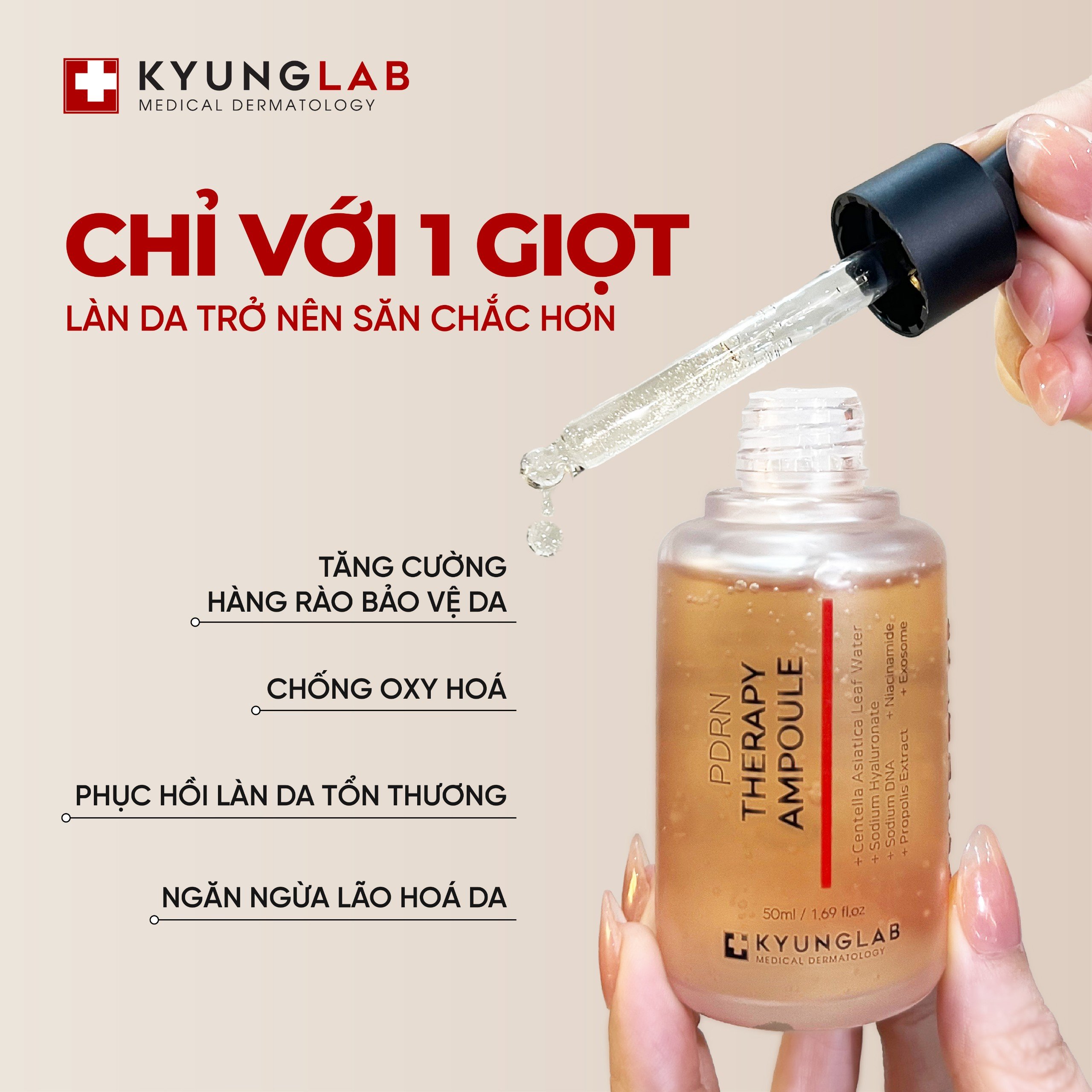 Tinh chất tế bào ngăn ngừa lão hóa da KYUNG LAB PDRN THERAPY AMPOULE 50ml Hàn Quốc