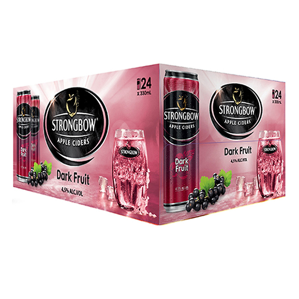 Thùng 24 Lon Cao Strongbow Vị Dark Fruit Dâu đen (330ml / Lon)