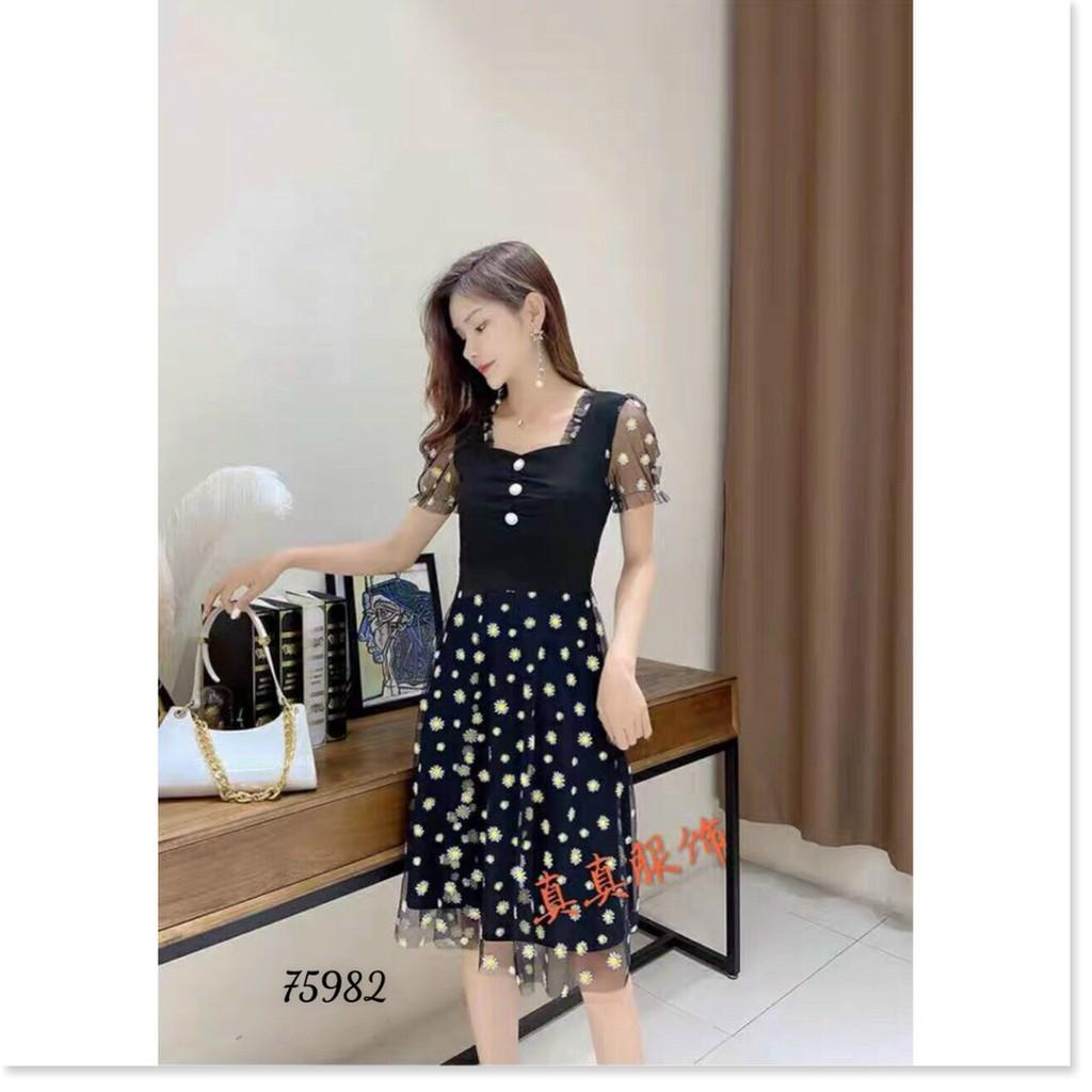 ĐẦM XÒE VOAN LỤA DỰ TIỆC HỌA TIẾT HOA THÊU SIÊU XINH TÔN DÁNG CHO CÁC QUÝ CÔ THỜI TRANG MỚI NHẤT HIỆN NAY