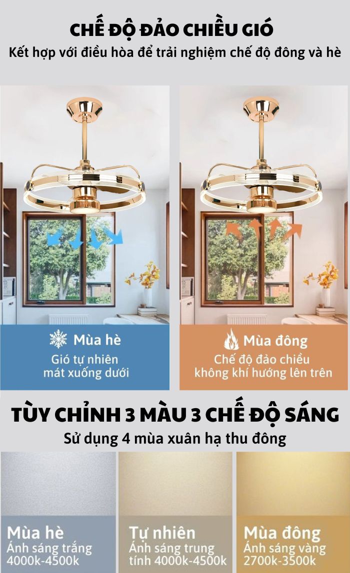 Quạt trần cao cấp LÊ GIA VENUS002 | Quạt trần pha lê luxury trang trí phòng khách | Quạt trần hiện đại có đèn cho spa biệt thự | Quạt trần đèn LED thiết kế sang trọng cao cấp { Hàng Chính Hãng } 