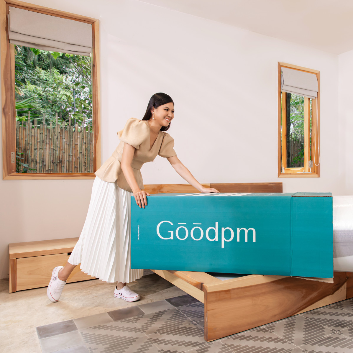 Nệm Foam Cao cấp Goodpm 25cm (Trắng -Xám)