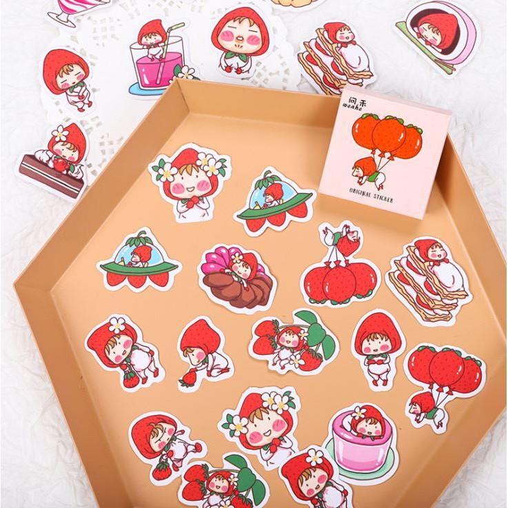 Bộ 45 Sticker Bé Dâu Tây Đáng Yêu E109