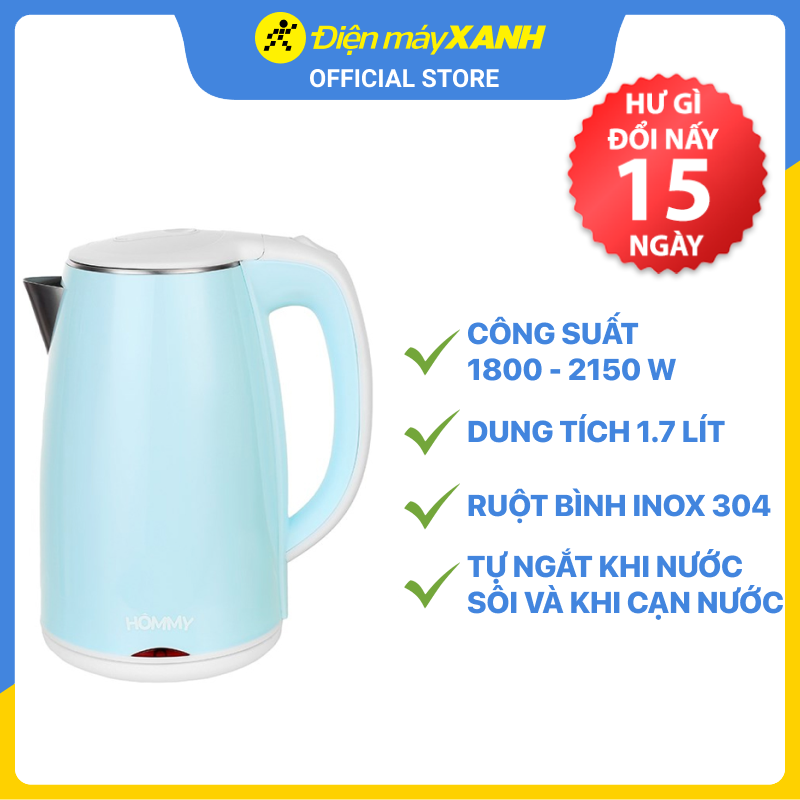 Bình đun siêu tốc Hommy 1.7 lít D1017 - Hàng chính hãng