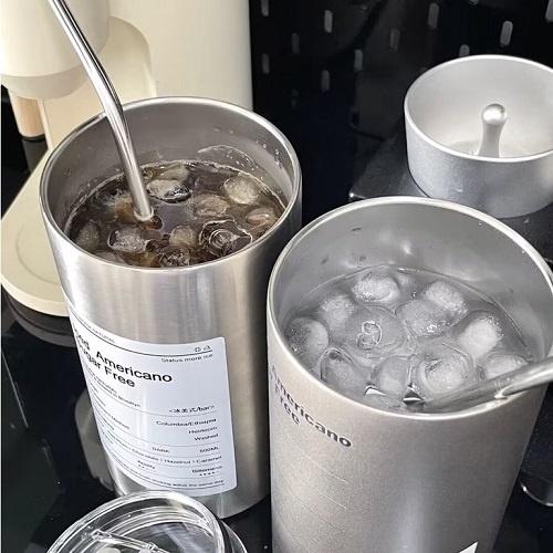 Cốc Giữ Nhiệt Iced Americano Dung Tích 600ML Kèm Ống Hút, Giữ Đá Lâu 6-8 Tiếng Cao Cấp