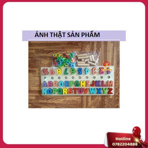 Bộ Giáo Cụ Montessori Bảng Cột Tính Học Đếm Số Và Ghép Chữ Cái Tiếng Anh In Hoa Nổi Bằng Gỗ - Miễn Phí Vận Chuyển