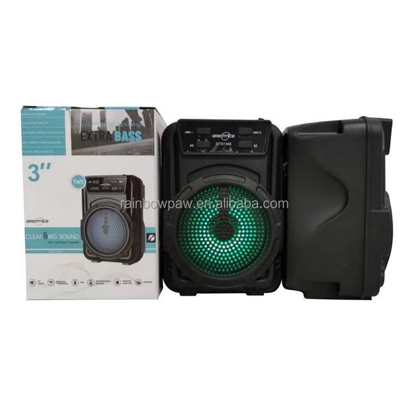 GTS-1346 3 inch Nhà máy gốc Giá không dây Loa di động không dây Phong cách Mini TWS FM USB Audio Player Màu sắc: Đen