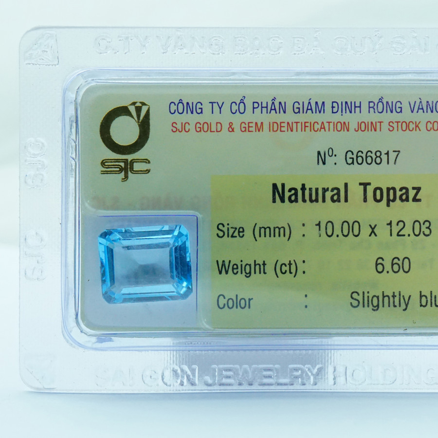 Viên đá kiểm định Topaz tự nhiên mài giác chữ nhật - 66817