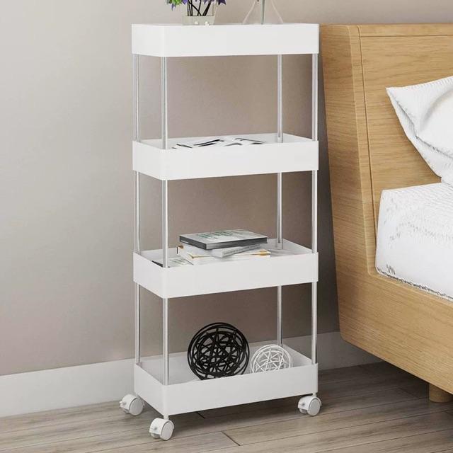 Kệ đựng đồ đa năng 4 tầng nhựa ABS có bánh xe di chuyển