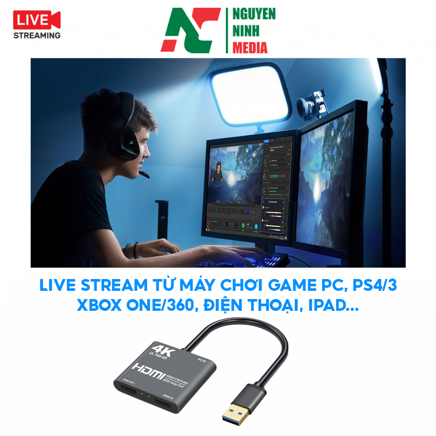 Cáp HDMI to USB 3.0 Video Capture Card 1080P 60FPS - Hỗ Trợ Live Stream, Ghi Hình Từ Điện Thoại, Camera, PS4, XBOX