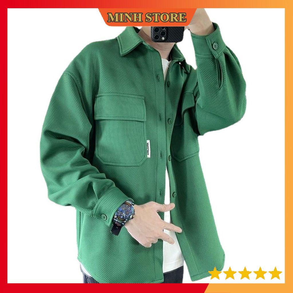 Áo sơ mi nam nữ chất cotton nhung tăm, Áo sơ mi unisex form rộng dài tay khoác ngoài SM03 - MS66