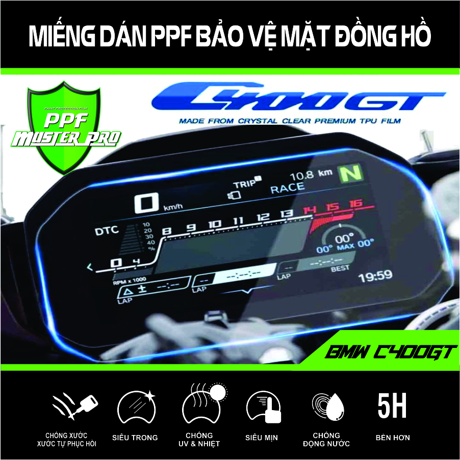 Miếng Dán PPF Bảo Vệ Mặt Đồng Hồ Xe BMW C400GT | Chất Liệu Film PPF...