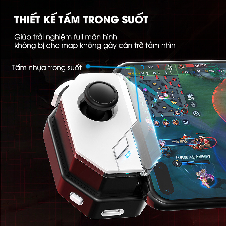 Tay cầm chơi game điện thoại Memo MB02 - Joystick hỗ trợ macro ghìm tâm auto tap liên quân ff pubg tốc chiến mobile - Hàng nhập khẩu