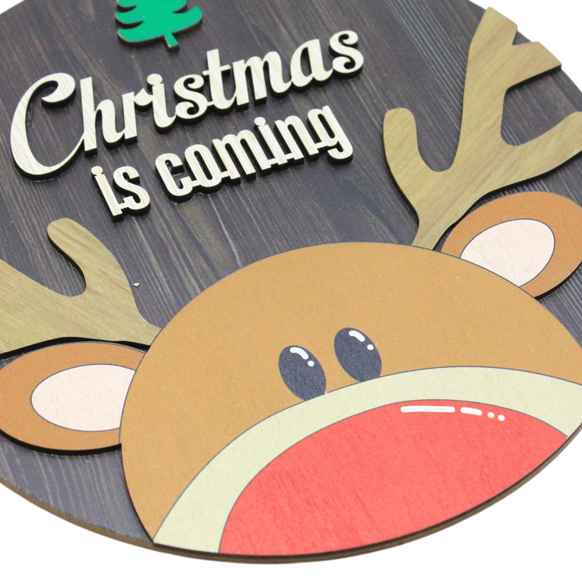 Bảng Gỗ Tròn Treo Tường Trang Trí Giáng Sinh - Bách Mộc - Tuần Lộc