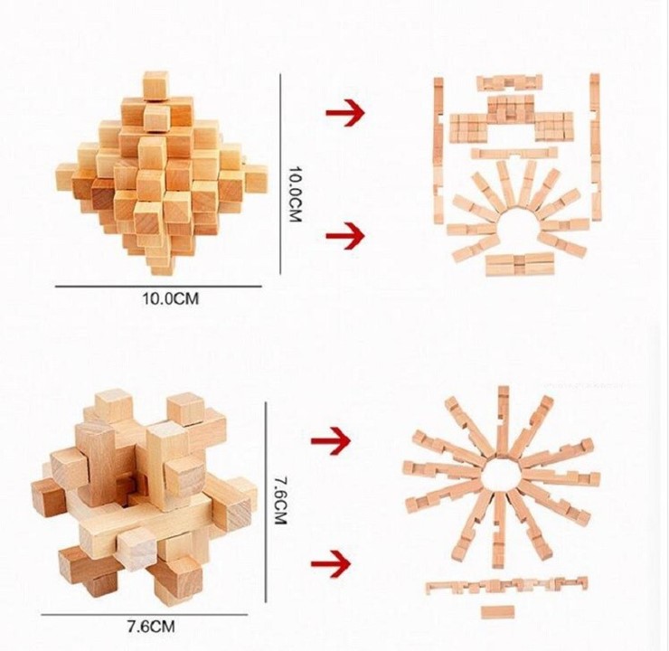 Đồ chơi trí tuệ khóa Luban bằng gỗ