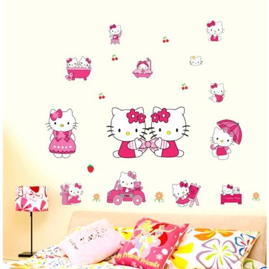 Decal trang trí tường - Hello Kitty dễ thương