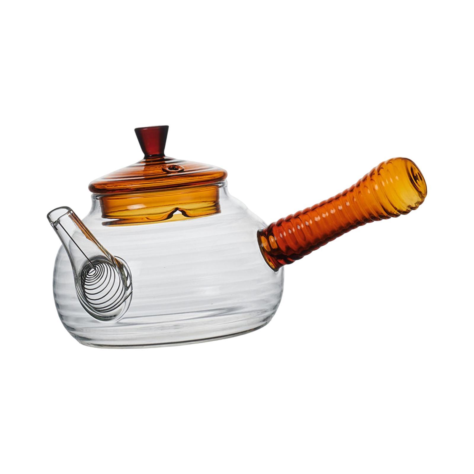 Borosilicate Glass Teapot with Tea Strainer Hand Blowing Clear Tea Pot for Loose Leaf Tea