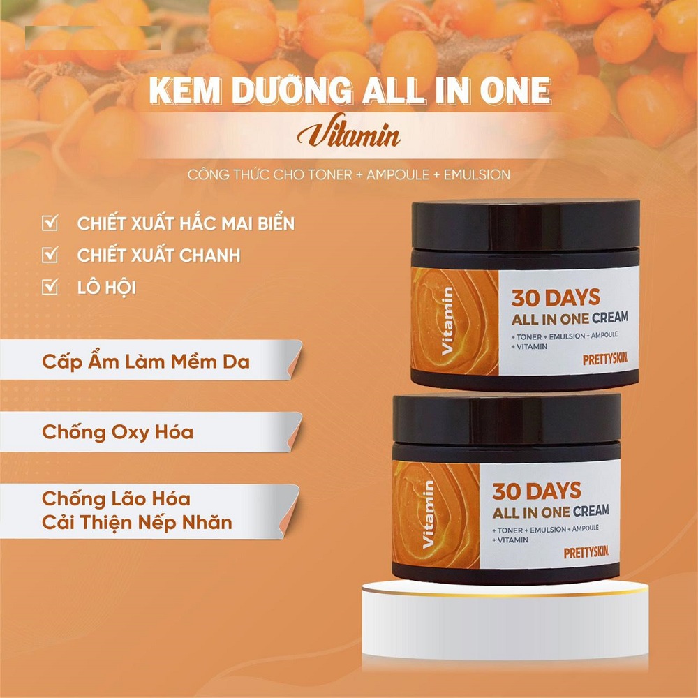 Kem Dưỡng Da PrettySkin 30 Days All In One Vitamin Cream 100ml