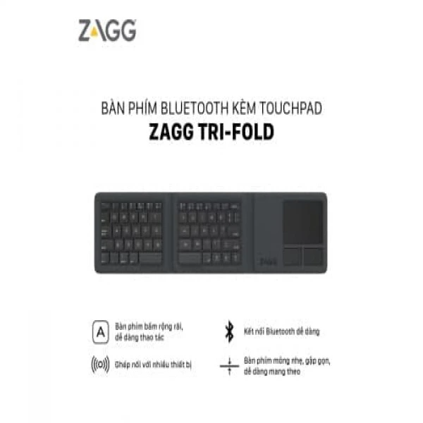 Bàn phím gấp 3 ZAGG Universal Keyboards Hàng Chính hãng