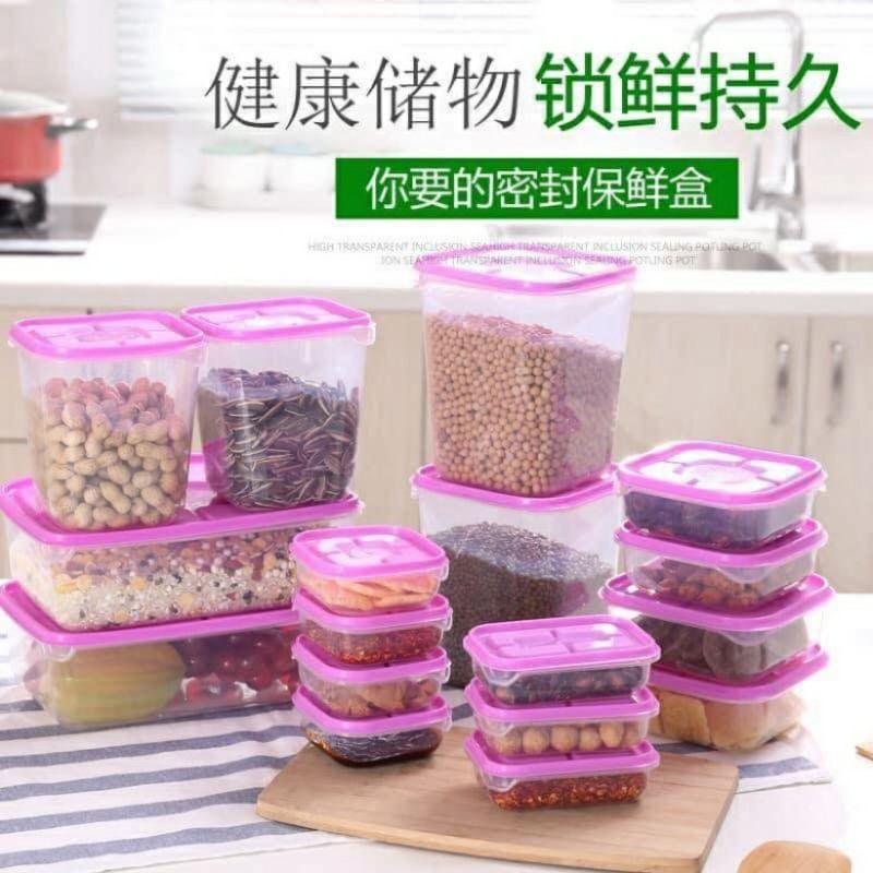 Bộ hộp đựng thực phẩm 17 món - Set 17 hộp nhựa tủ lạnh cao cấp bảo quản đồ ăn