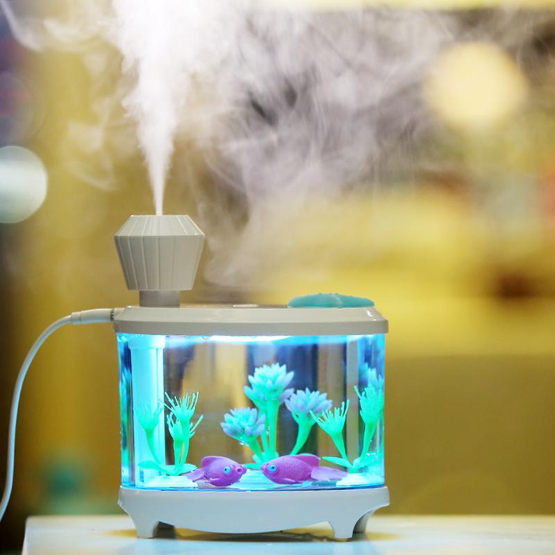 Bể Cá Mini Máy Phun Sương Tạo Ẩm Khuếch Tán Tinh Dầu 460 Ml Im Lặng Atomizer USB Máy Phun Dễ Thương Dạ Quang Máy Phun Sương Tạo Thích Hợp Cho Văn Phòng Nhà