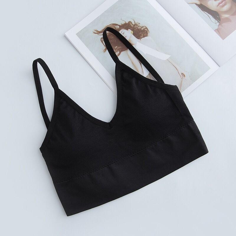 Áo Bra Nữ 2 Dây Len Tăm Khoét Lưng Chữ U Siêu Đẹp - Freesize 38-60kg AB01