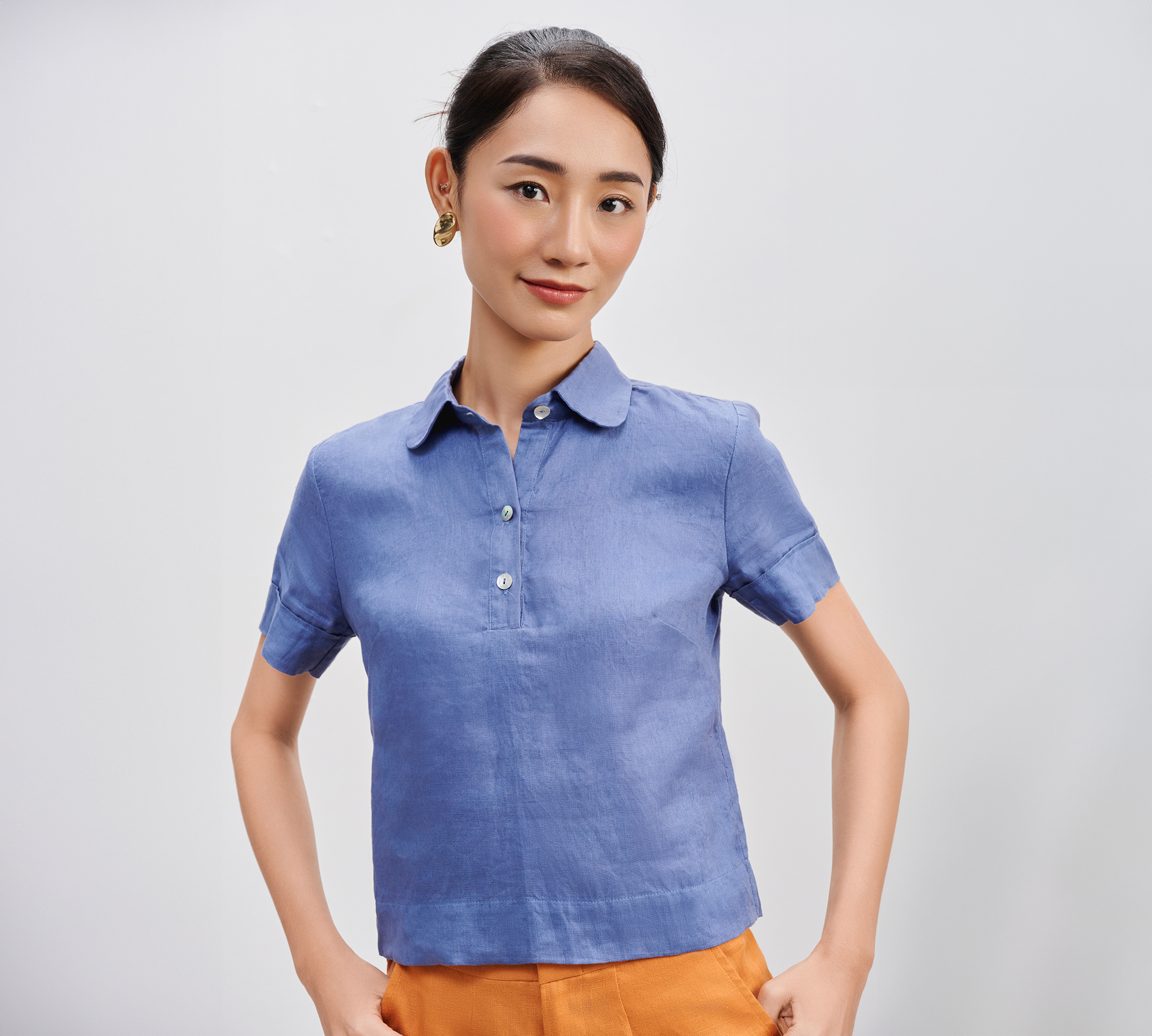 Áo Sơ Mi Croptop Linen Thạch TOP195 thời trang thiết kế Hity