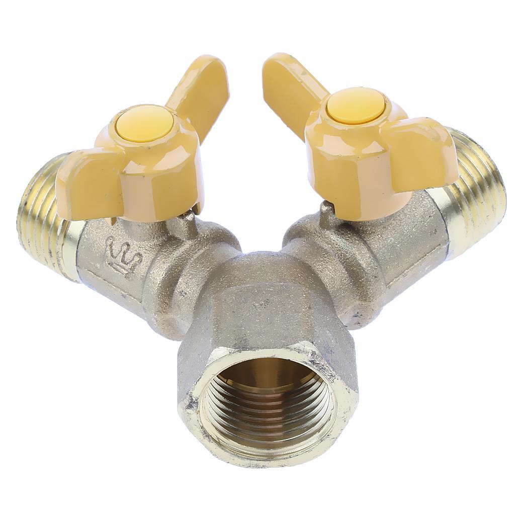 2x Two Way Gas Hose Tube Connector Control Valve Adapter Gas Pipe Connector Piece Pipe Fittings