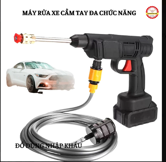 MÁY RỬA XE , TƯỚI CÂY DÙNG PIN 199V - BOX FULL PHỤ KIỆN - 1 PIN, 1 SẠC, ống nước, vòi phun, bình xà bông