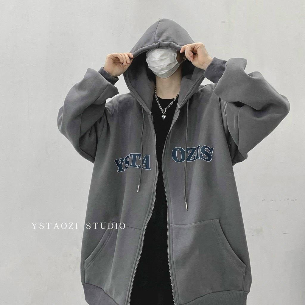 Áo khoác nỉ nam full ziper form rộng chất nỉ dày dặn 2 lớp in chữ OZIS, Áo Khoác Hoodie Nam Nữ Siêu Cute Có Dây Kéo ZIP -Chất Nỉ Ngoại UNisex