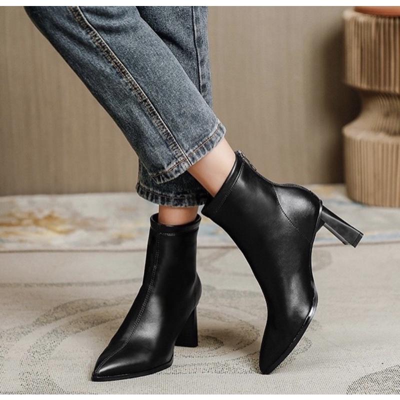 GIÀY BOOTS MŨI NHỌN TEAHOO 6P | MÀU TRẮNG/ĐEN