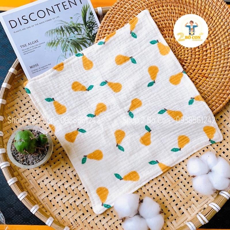vải xô muslin may quần áo cho bé quả lê vàng nền be siêu tây,vải cao cấp mềm mịn thấm hút mồ hôi
