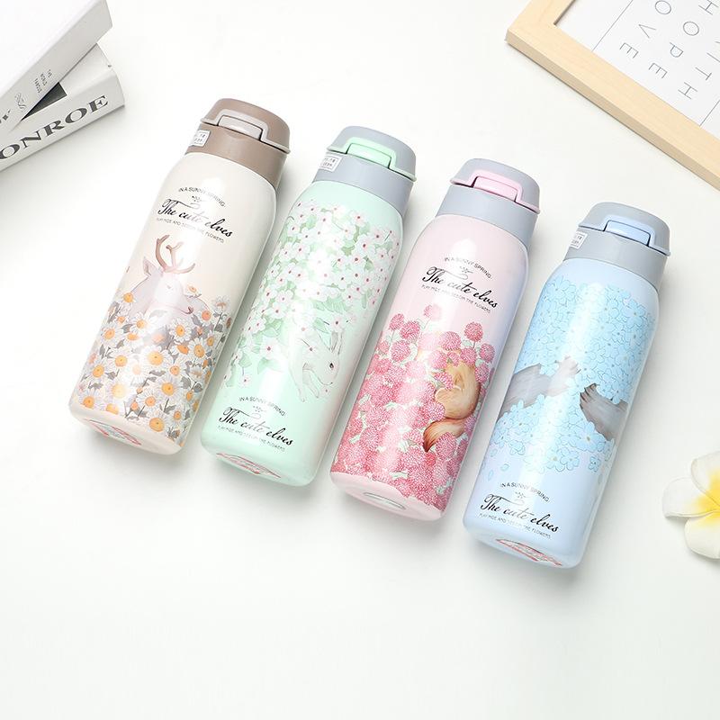 380/450ML Treo Tường Đôi Thể Thao Trà Cà Phê Giữ Nhiệt Nóng 304 Bình Giữ Nhiệt Chân Không Thép Không gỉ Cốc tập uống có ống hút cách nhiệt cup