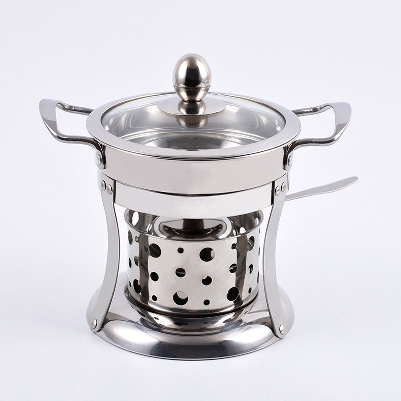 Bộ Bếp Nồi Lẩu Inox 1 Người Đa Năng 2 Trong 1 - Thép Không Gỉ