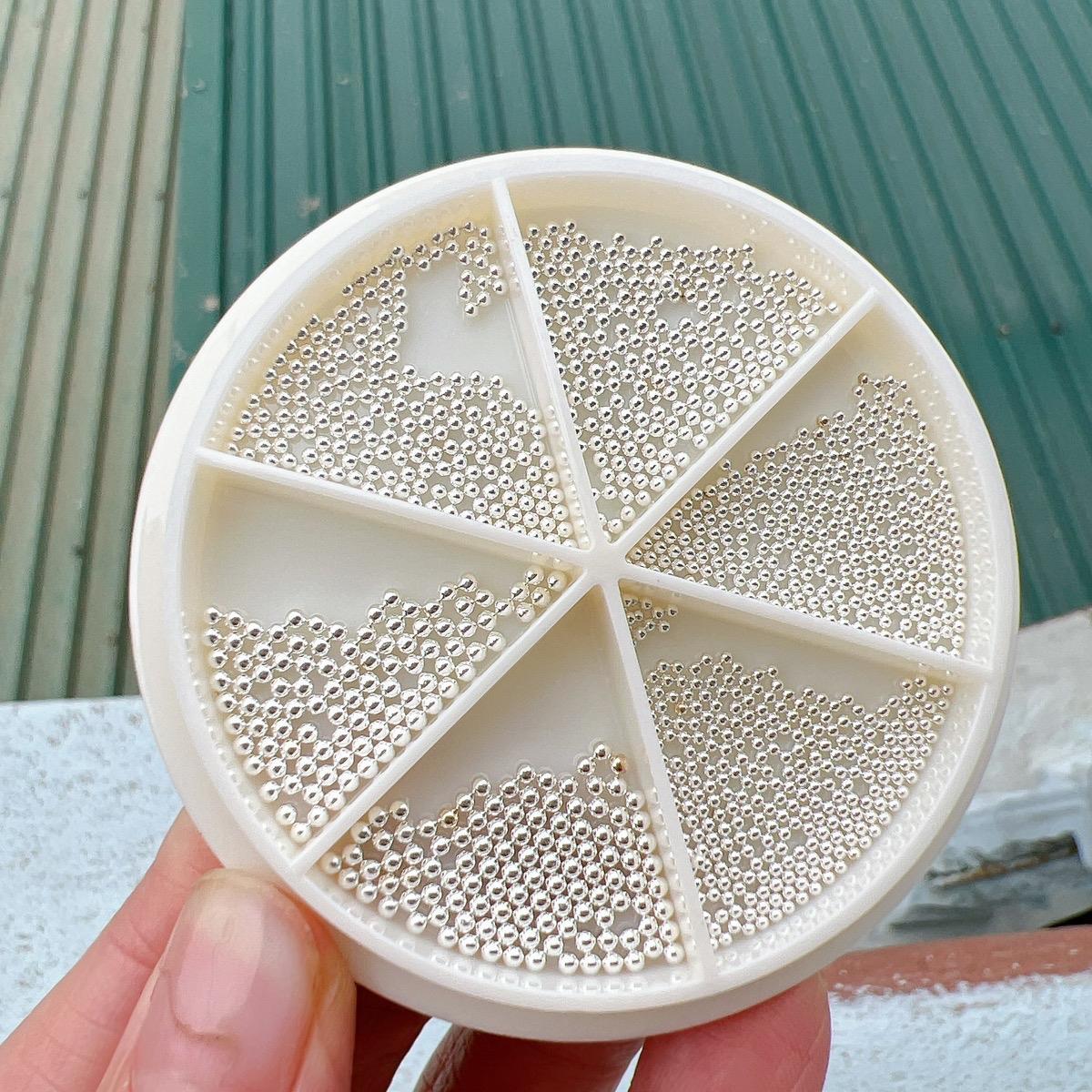 Khay Bi Kim Loại 6 Ngăn 6 Size Màu Trắng Bạc Đính Móng Làm Nail Phong Cách Hàn Quốc Không Gỉ Nữ Women