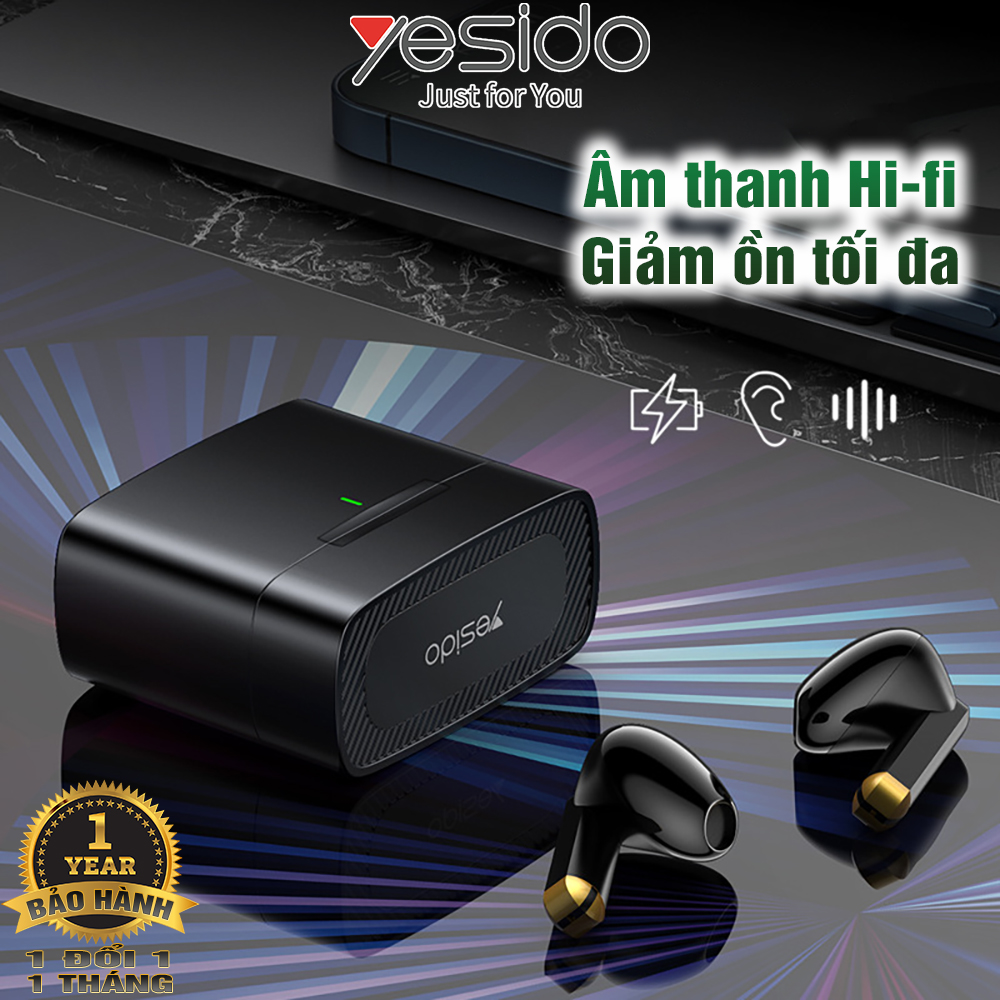 Tai nghe Bluetooth Yesido TWS-15 Pin siêu trâu V5.3 không độ trễ Hàng Chính Hãng