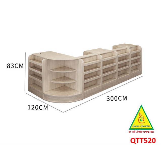 Quầy tính tiền, Bàn thu ngân cho cửa hàng tiện lợi, siêu thị mini, shop QTT520 - Nội thất lắp ráp Viễn Đông ADV