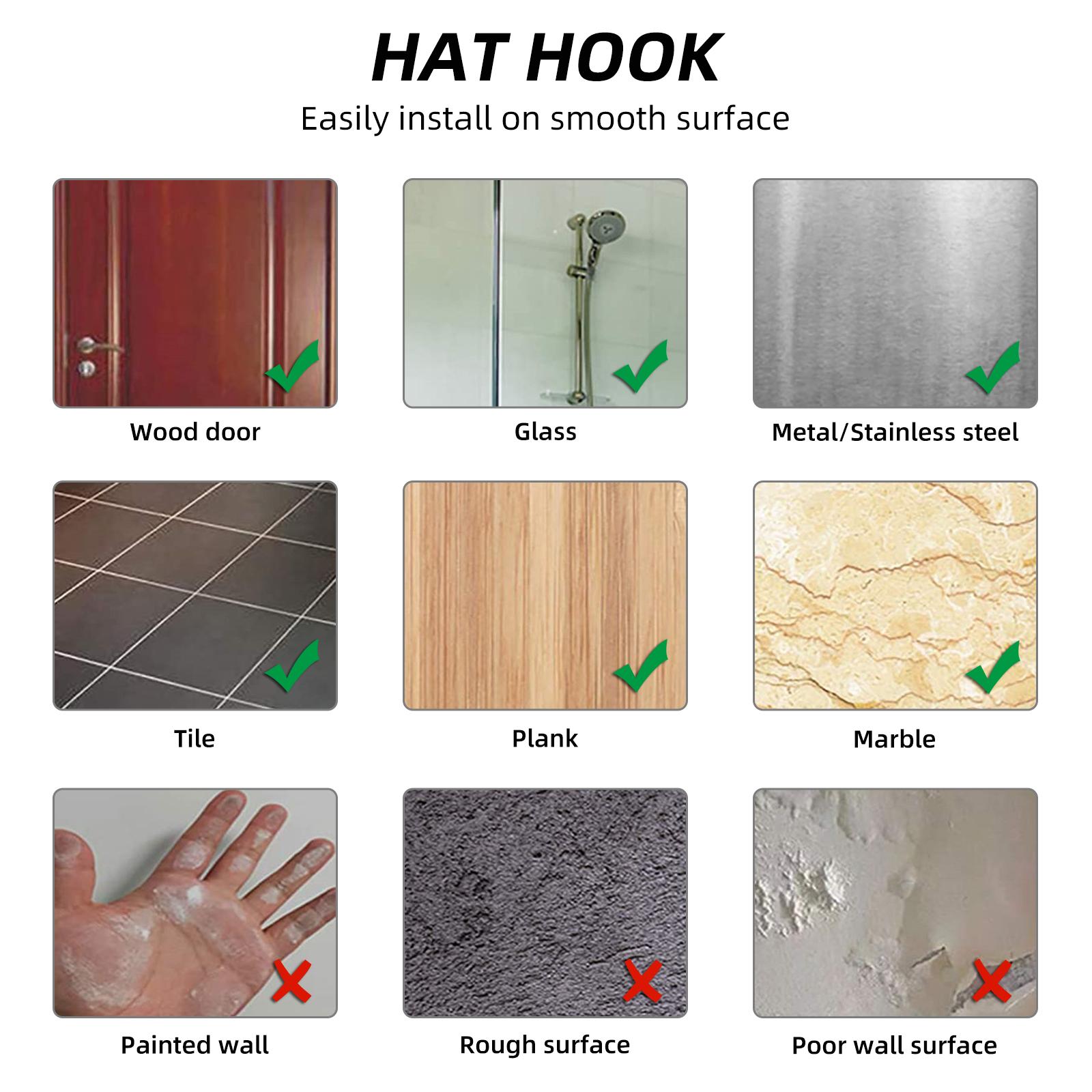 10PCS Hat Hook Self Adhesive Wall Mounted No Drilling Hat Rack Hat Hanger Holder for Hat Earphone Key Scarf