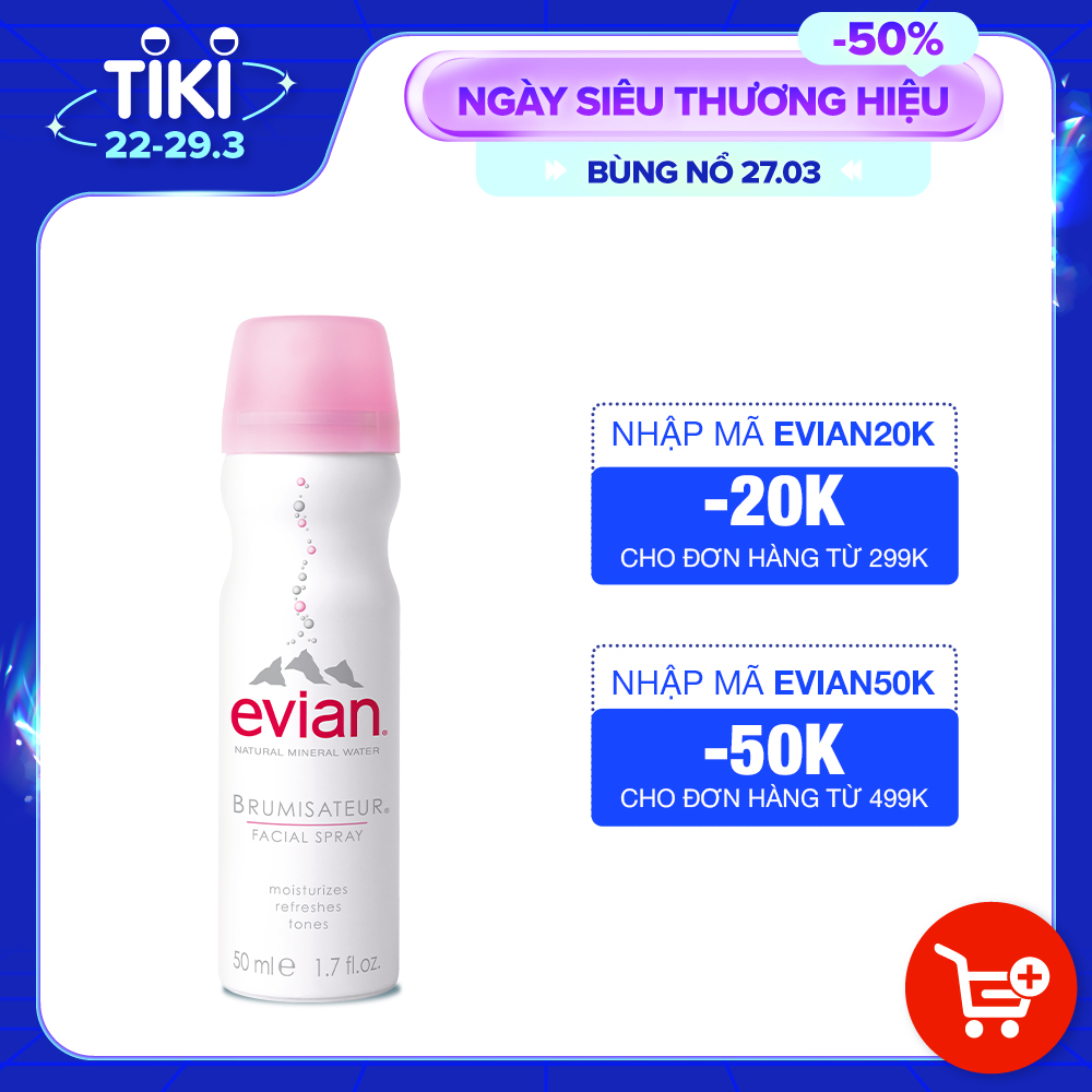 Xịt khoáng cấp ẩm và làm dịu da Evian Brumisateur  50ml