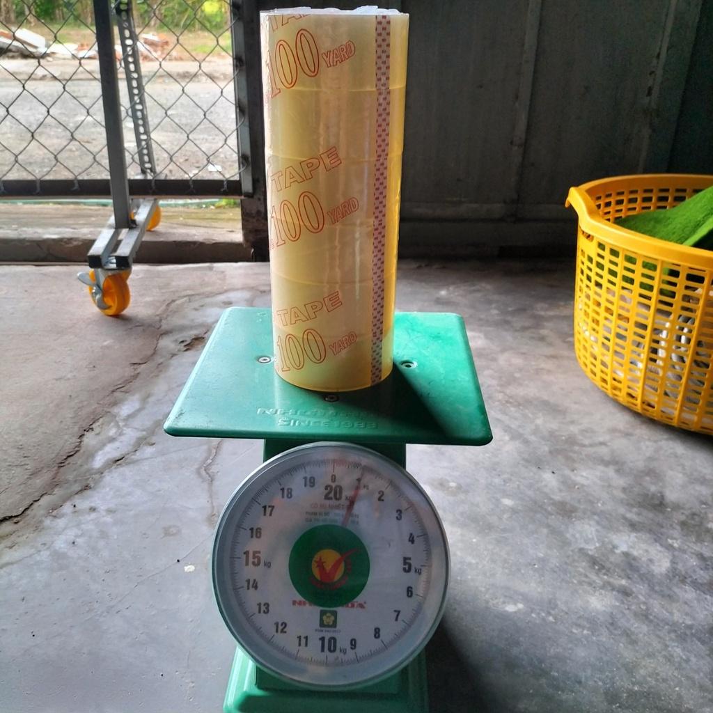 Băng keo trong đục đóng hàng siêu dính 1 cây 6 cuộn 1KG, độ dày keo 50 mic.