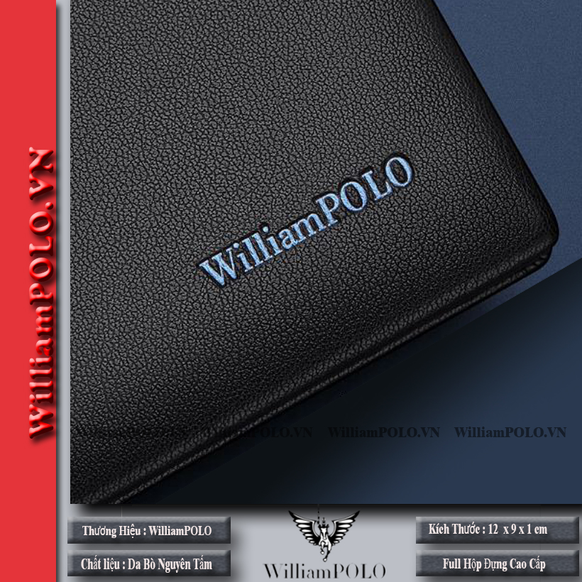 Ví da nam . ví nam cao cấp Full hộp WilliamPOLO - V26