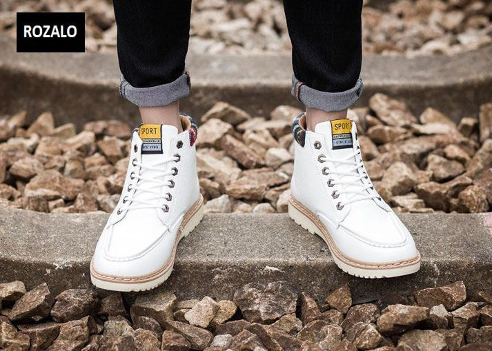 Giày nam cổ cao dã ngoại chống thấm đế bằng Rozalo RM58819W-Trắng2.jpg