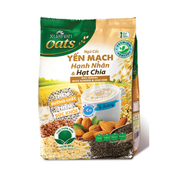 Combo Ngũ Cốc Yến Mạch Hạnh Nhân Hạt Chia 400G + NC Yến Mạch Óc Chó &amp; Mè Đen 400G[ít đường](Tặng Kèm 1 Túi Yến Mạch 150G)