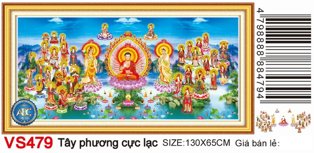 Tranh đính đá tây phương cực lạc VS479 - 130 x 65 cm - chưa đính