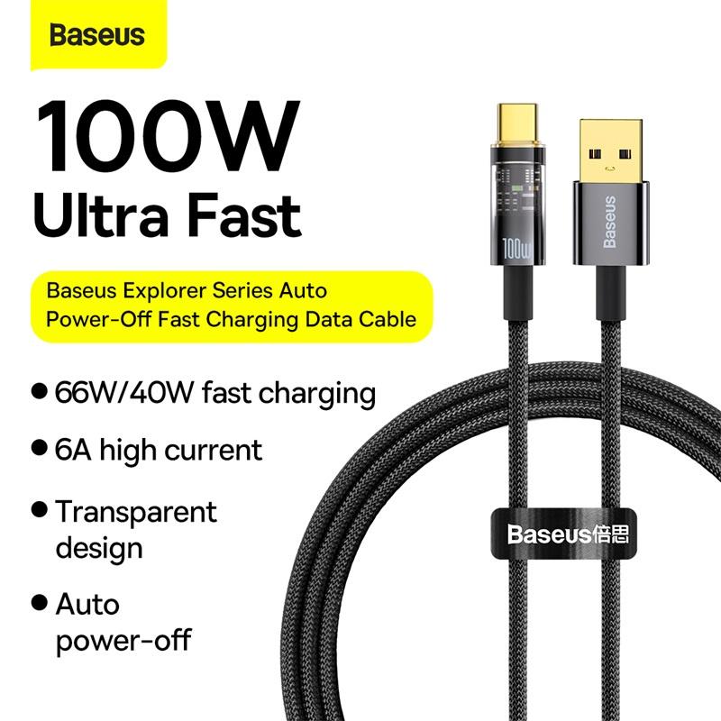 Cáp Sạc Tự Ngắt Siêu Nhanh Baseus Explorer Series Auto Power-Off Fast Charging Data Cable USB to Type-C 100W (Hàng chính hãng)