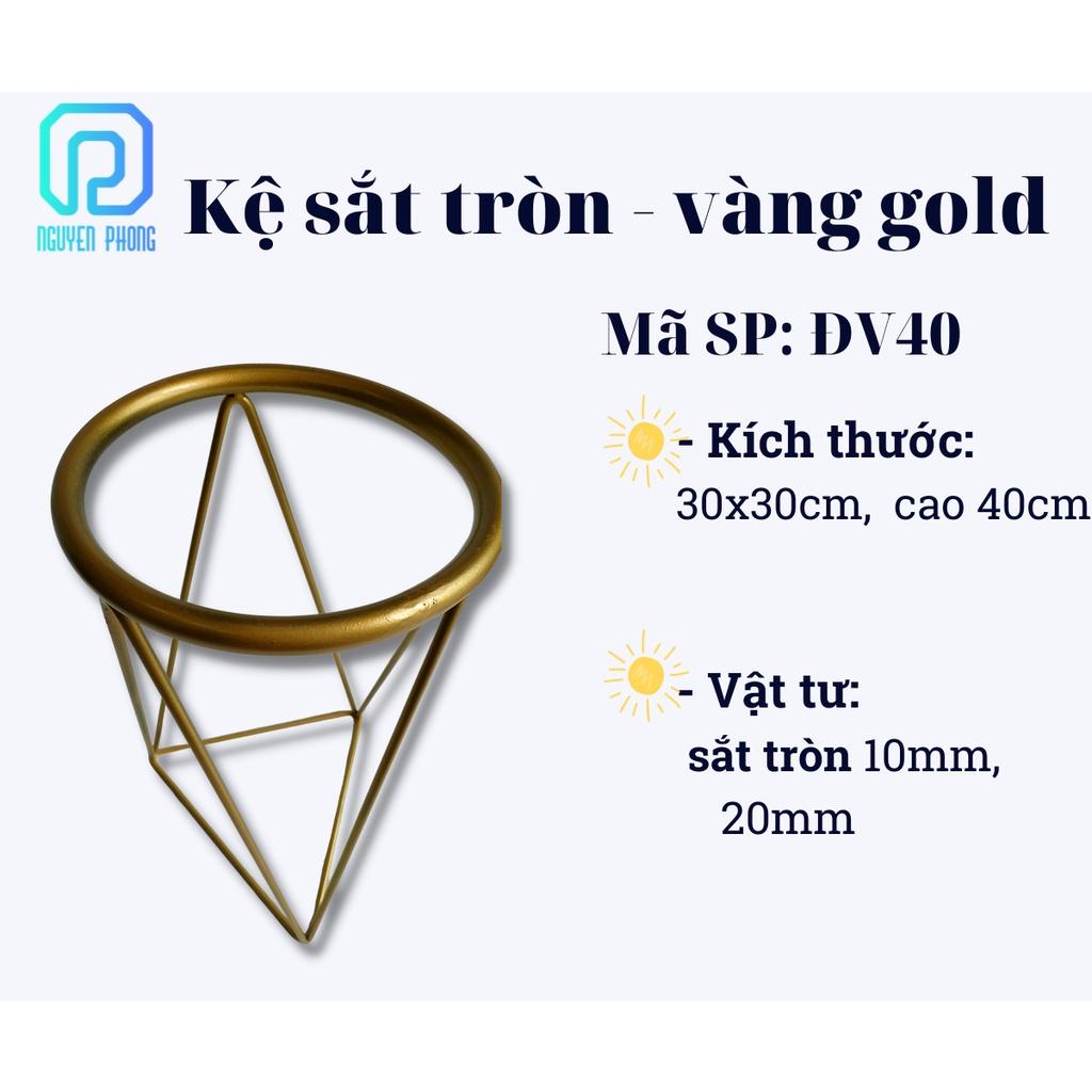 Kệ sắt trang trí phòng khách, giá để cây cảnh trong nhà, sơn tĩnh điện vàng gold cao cấp, chậu cây trang trí