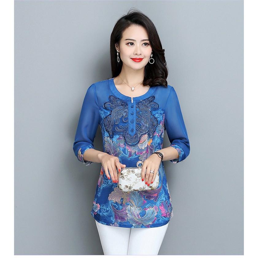 áo sơ mi nữ trung niên cao cấp (sm thêu)
