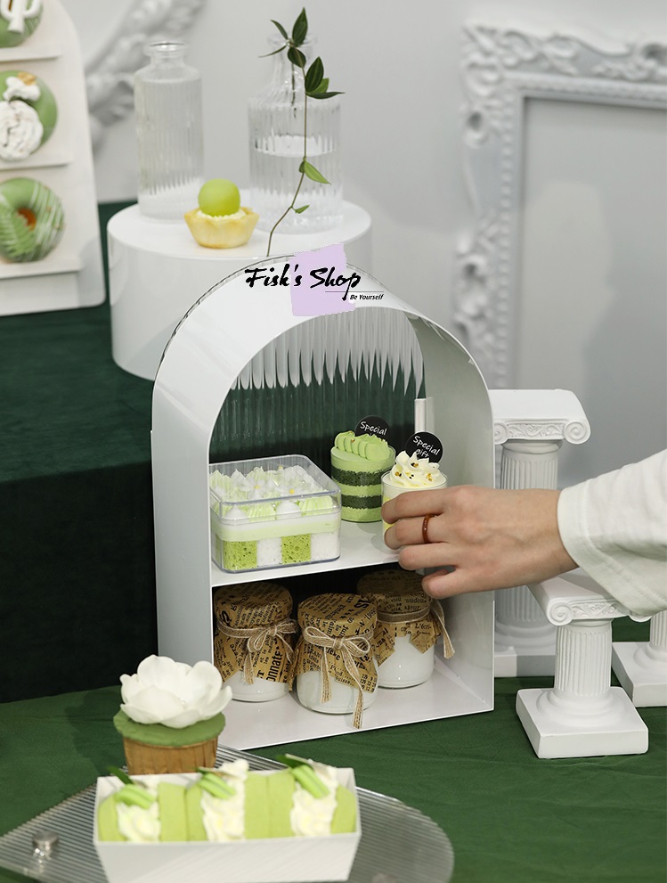 Khay đựng bánh sinh nhật, điểm tâm màu trắng hiện đại