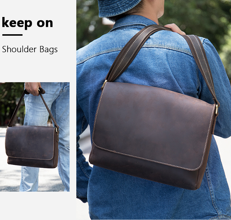 Túi đeo chéo nam DA BÒ  thật phong cách mới - DCN9458