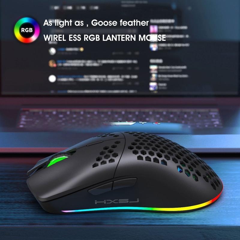 Chuột không dây T66 2.4GHz có đèn nền RGB sạc USB
