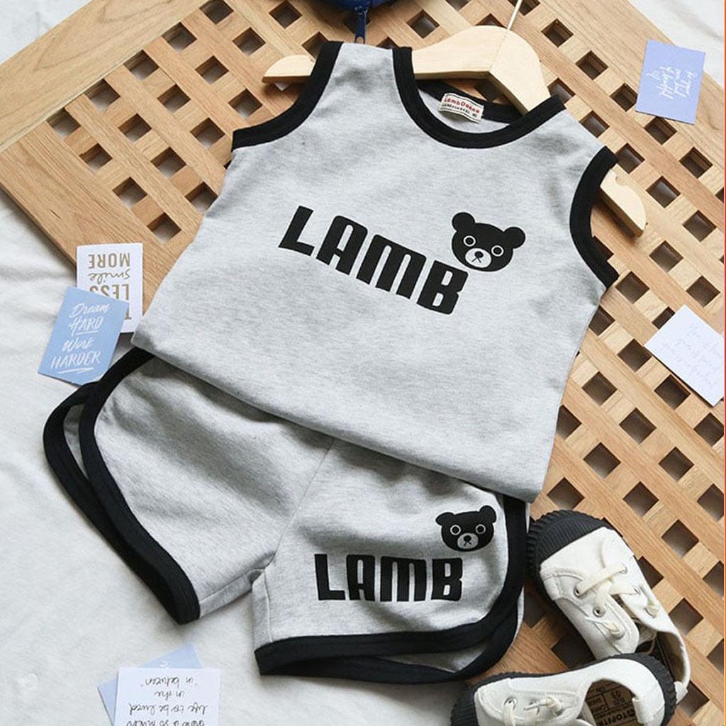Bộ ba lỗ bé trai hình gấu cho bé ROSY KIDS , Bộ Ba Lỗ Cho Bé Chất cotton cực mát cho bé từ 6-28kg